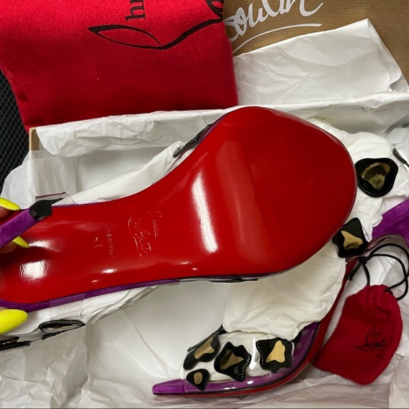 NWT💖 CHRISTIAN LOUBOUTIN Patent PVC Parsemis 100 T-Strap Sandals - Picture 5 of 9